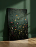 Plakat Dark Wildflowers – Dzikie Kwiaty Łąkowe | Dark Botanical Oil Painting Dekoracja Ścienna