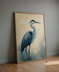 Plakat Blue Heron Portrait – Niebieska Czapla | Vintage Oil Painting Quiet Luxury Dekoracja Ścienna