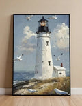 Plakat Lighthouse with Seagulls – Latarnia Morska z Mewami | Coastal Impressionist Dekoracja Ścienna