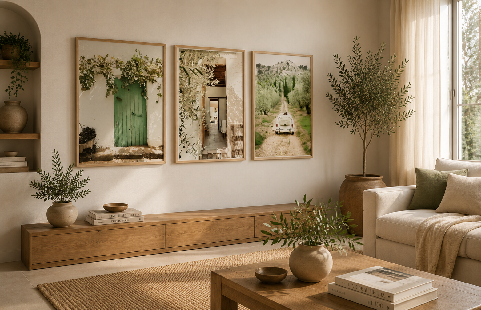Plakat Tuscany Triptych – Toskański Tryptyk | Italian Countryside Cottagecore Dekoracja Ścienna