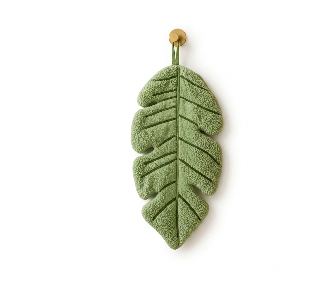 Tropical Leaf Hand Towel – Ręcznik Liść Tropikalny Sage Green | Botaniczna Dekoracja Łazienki