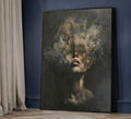 Plakat Dissolving Woman – Twarz Kobiety w Złotym Dymie | Dark Abstract Expressionism Gold Fine Art Dekoracja Ścienna