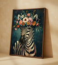 Plakat Floral Zebra – Zebra w Kwiatowej Koronie | Boho Maximalist Animal Art Dekoracja Ścienna