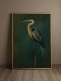 Plakat Heron Portrait – Czapla Siwa | Dark Botanical Vintage Natural History Quiet Luxury Dekoracja Ścienna