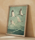 Plakat Cranes Over Mountains – Żurawie nad Górami | Japanese Art Japandi Zen Dekoracja Ścienna