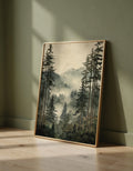 Plakat Misty Forest – Mglisty Las Iglasty | Watercolor Nature Dekoracja Ścienna