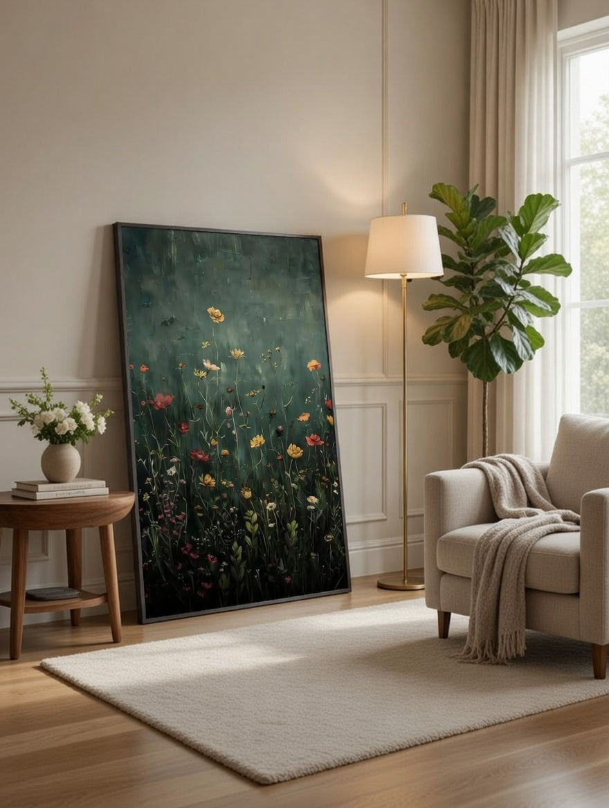 Plakat Dark Wildflowers – Dzikie Kwiaty Łąkowe | Dark Botanical Moody Wildflower Dutch Masters Dekoracja Ścienna