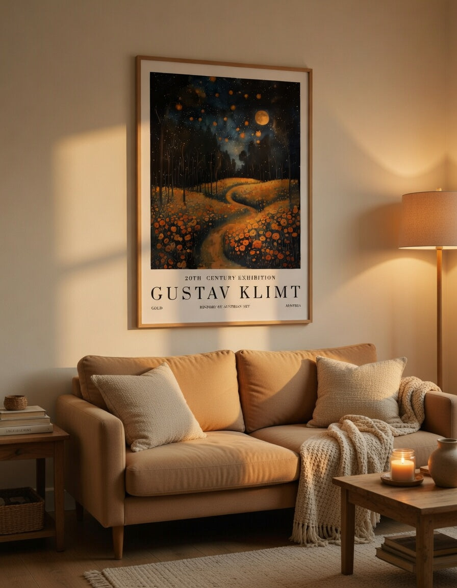 Plakat Moonlight Path Gustav Klimt – Nocny Krajobraz | Plakat Wystawowy Dekoracja Ścienna