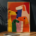 Plakat Colorful Dogs Abstract – Cztery Psy w Kolorowej Abstrakcji | Modern Pop Art Dekoracja Ścienna