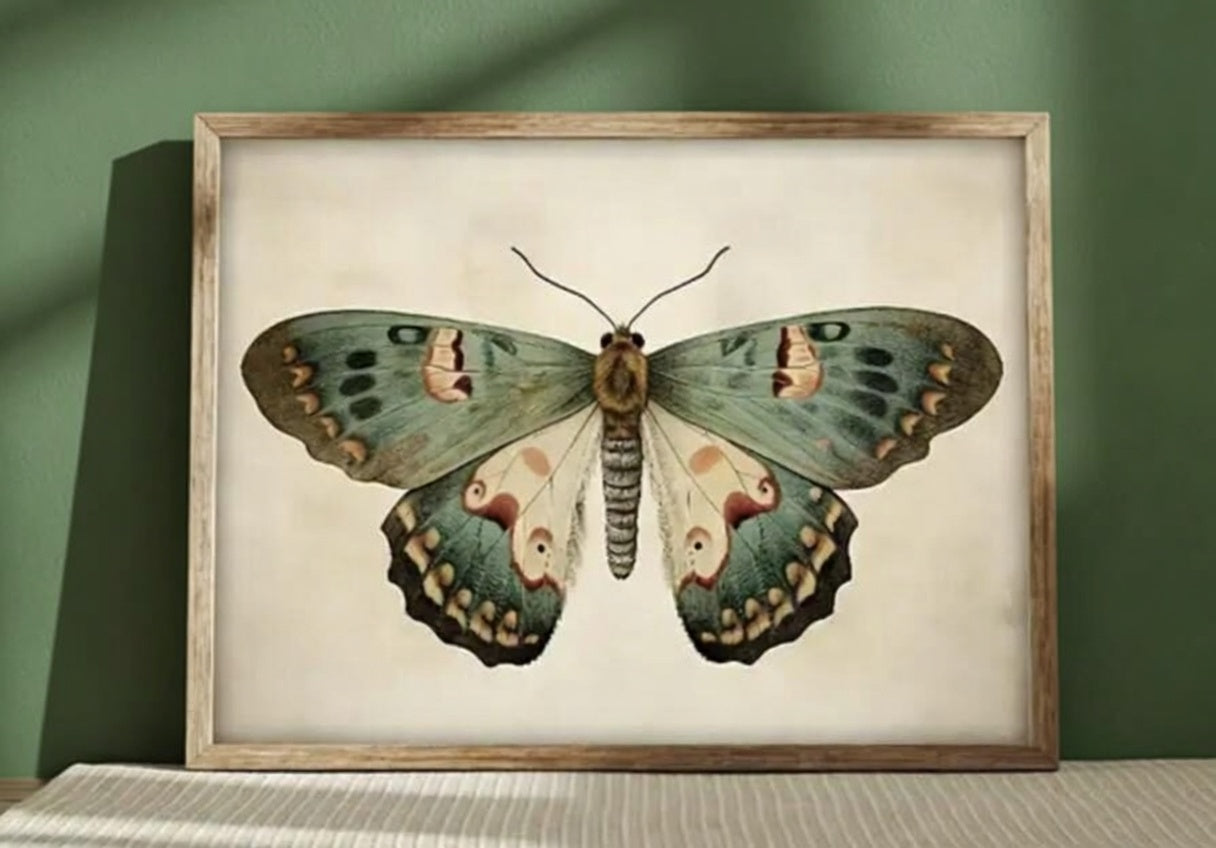 Plakat Vintage Moth – Motyl Entomologiczny na Ecru | Botanical Vintage Cottagecore Dekoracja Ścienna