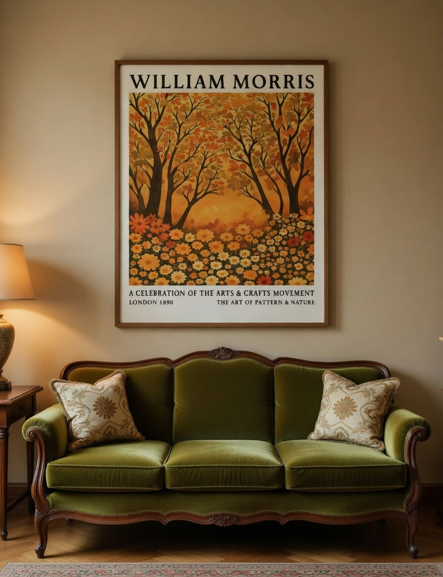 Plakat Autumn Trees William Morris – Jesienny Las | Plakat Wystawowy Arts & Crafts Dekoracja Ścienna