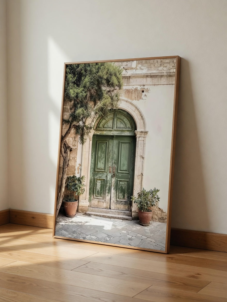 Plakat Green Door Poster – Vintage Mediterranean Wall Art
