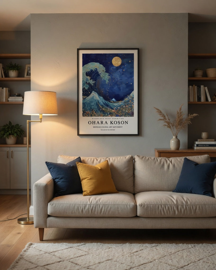 Plakat Ohara Koson – The Great Wave Night Sky Art Print