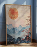 Plakat Rising Sun – Wschodzące Słońce nad Górami | Japanese Art Sakura Dekoracja Ścienna