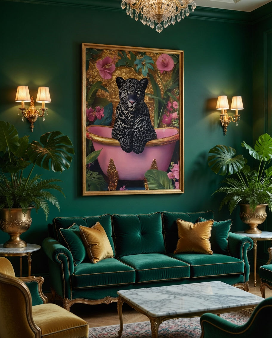 Plakat Pink Bath of The Black Panther – Czarna Pantera | Luksusowa Dekoracja Ścienna