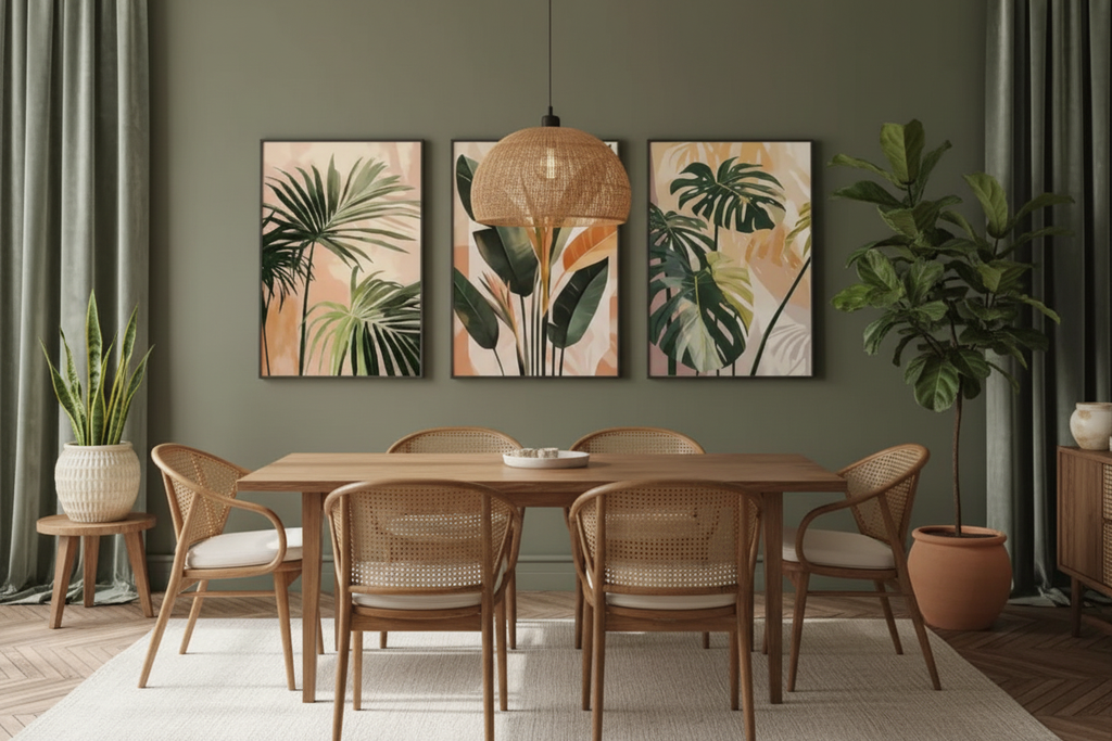 Tropical Botanical Poster – dining room mockup