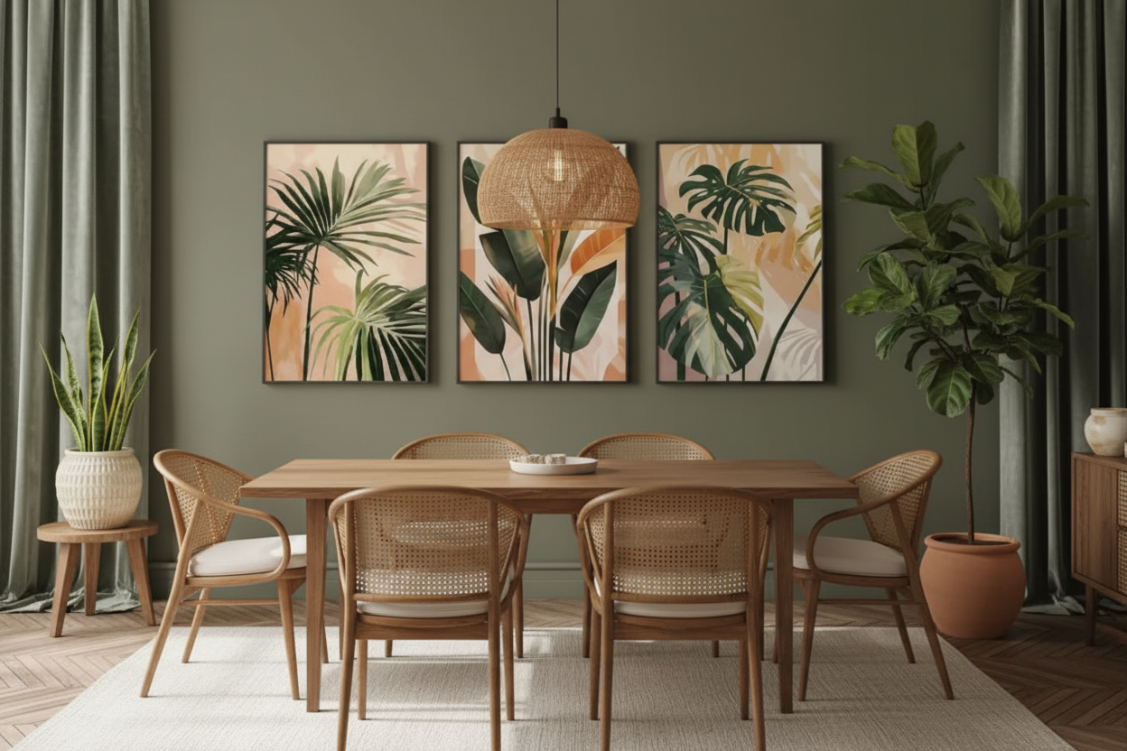 Tropical Botanical Poster – dining room mockup