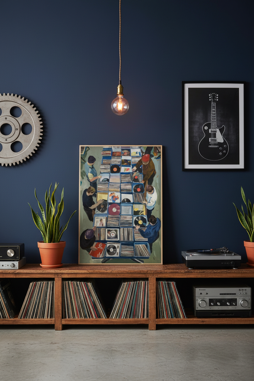 Vinyl Records – mały plakat oparty o ścianę